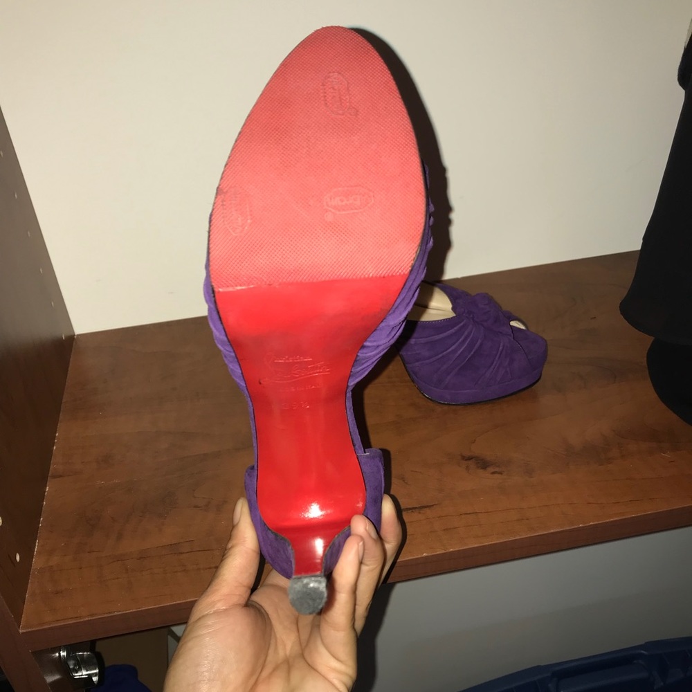 Purple Suede platform Peep Toe - Picture 3 of 3
